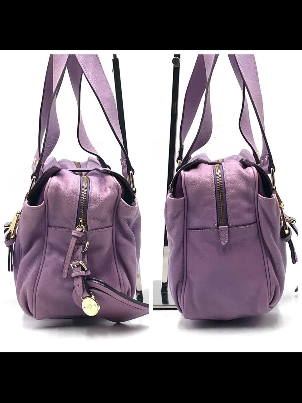 Mulberry Lavender Leather Shoulder Bag with Gold Hardware - Picture 5 of 14